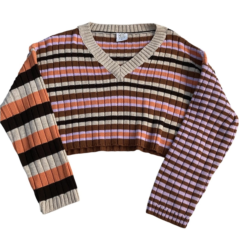 BDG Multicolor Striped V-Neck Sweater